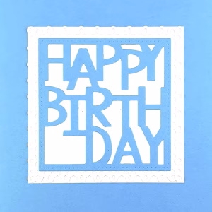 «Happy Birthday im Quadrat» blau