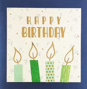 «Happy Birthday» mit Silberprägung blau